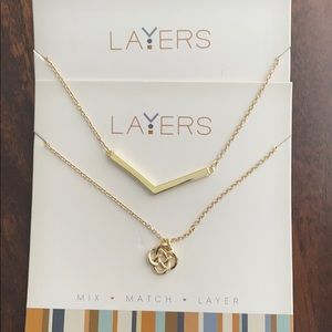 Wide V and Celtic Knot Charm Necklaces